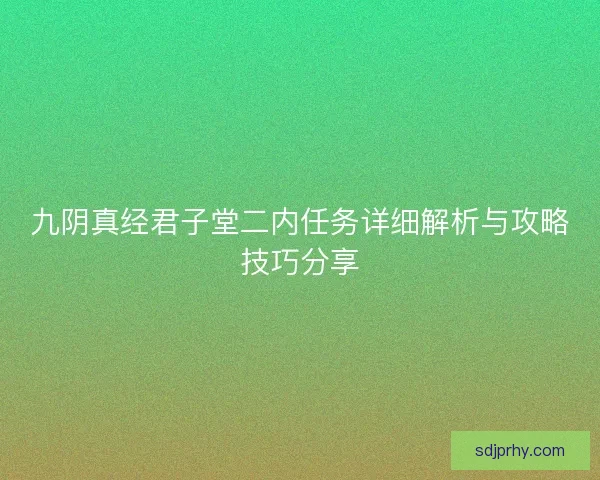 九阴真经君子堂二内任务详细解析与攻略技巧分享