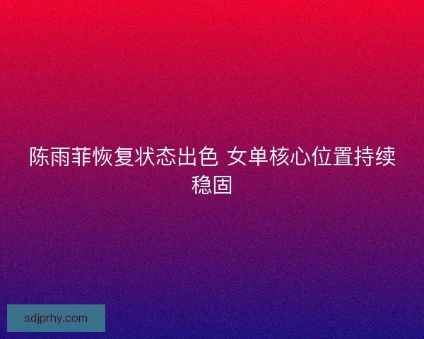 陈雨菲恢复状态出色 女单核心位置持续稳固