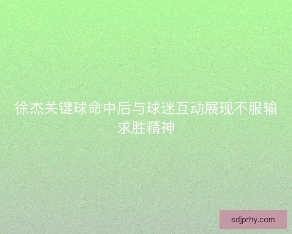 徐杰关键球命中后与球迷互动展现不服输求胜精神